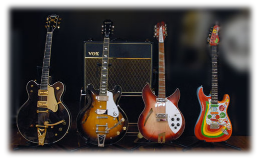 A few of our George's guitars and vox amplifier